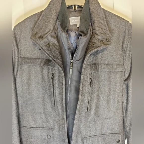 Michael Kors Black Pea Coat Size L - Picture 2 of 5